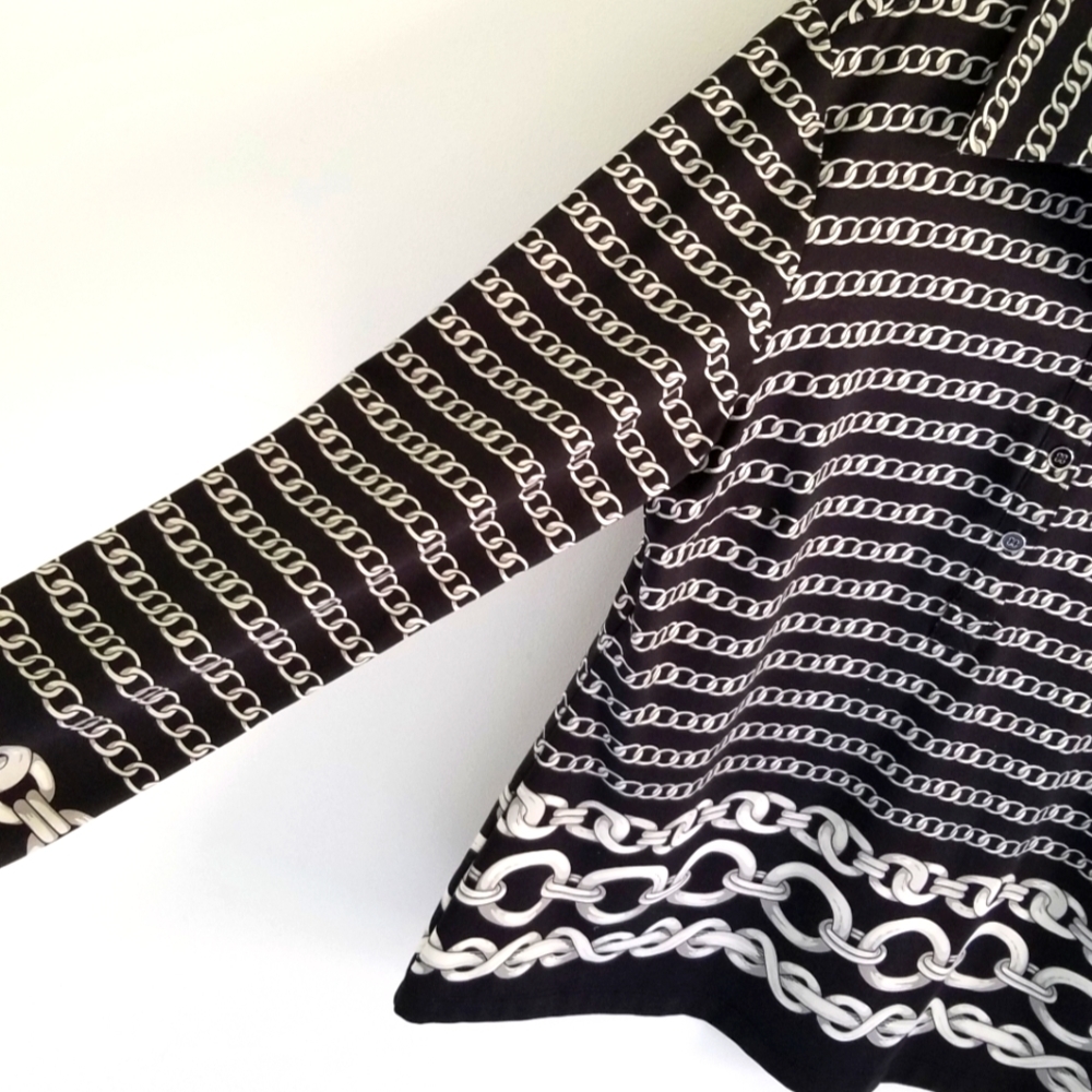 J. McLaughlin Black White Shirt with Enamel Buttons Catalina Cloth - Picture 5 of 6